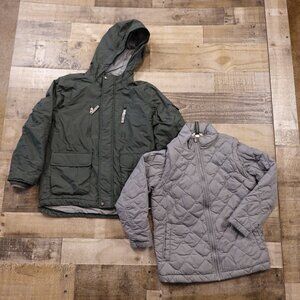 Lands’ End 3-in-1 Parka Jacket Kids Small 8 Down Liner Hooded Coat